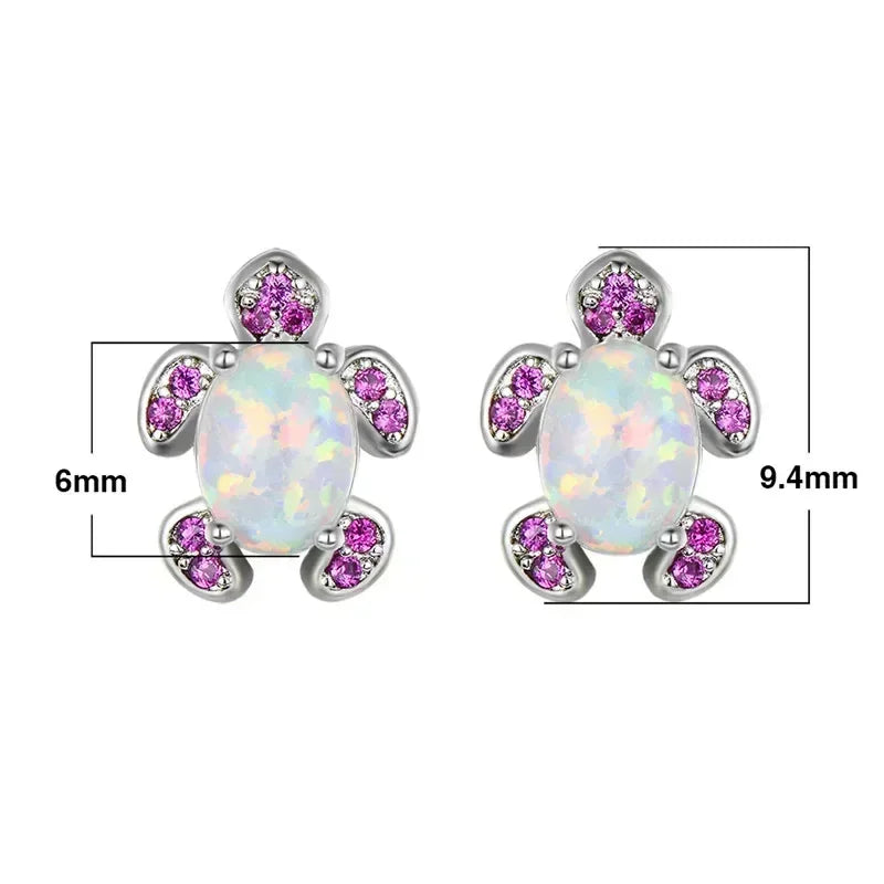 Turtle Stud Earrings – Zinc Alloy White Simulated Opal Jewelry Fashion Stud Earrings Nixie