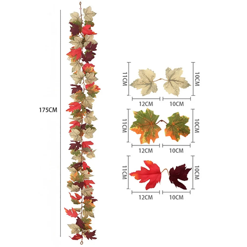 Autumn Artificial Maple Leaf & Pumpkin Garland – Fall Decor Artificial Fall Garland Nixie 9-175cm