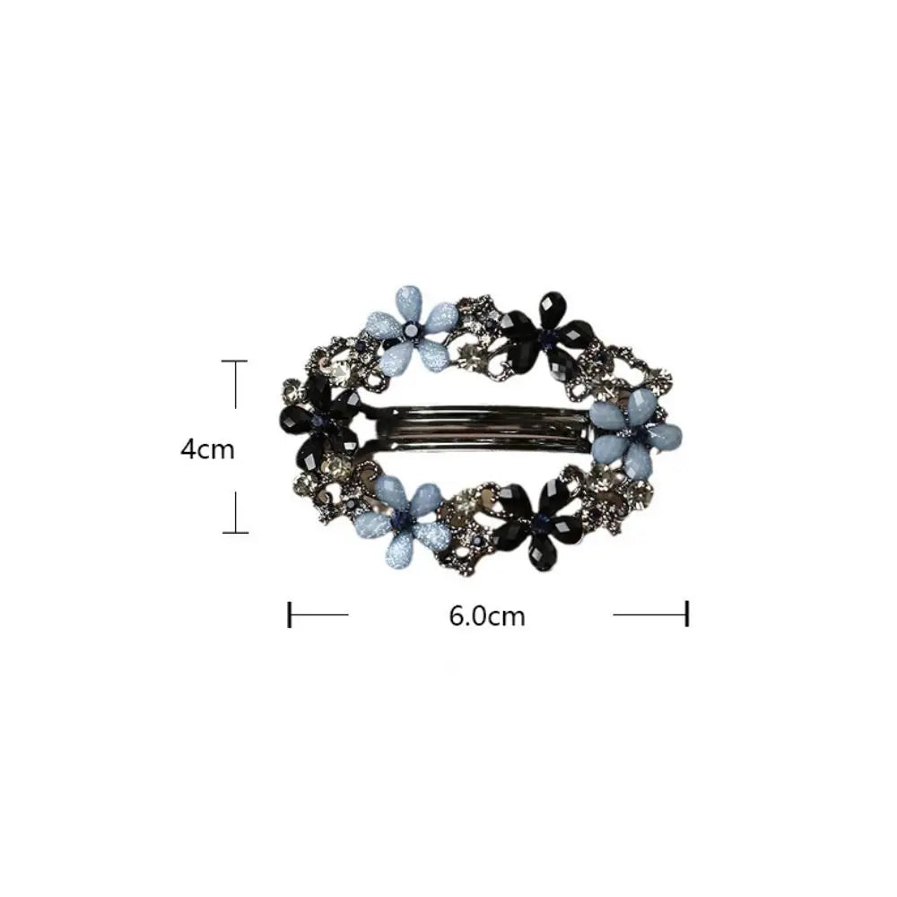 Korean Oval Floral Crystal Hairpin – Zircon Spring Barrette Crystal Hair Barrette Nixie