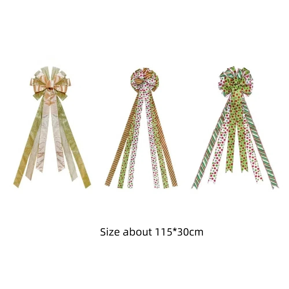 Large Christmas Bow Tree Topper – Red & Green Polka Dot