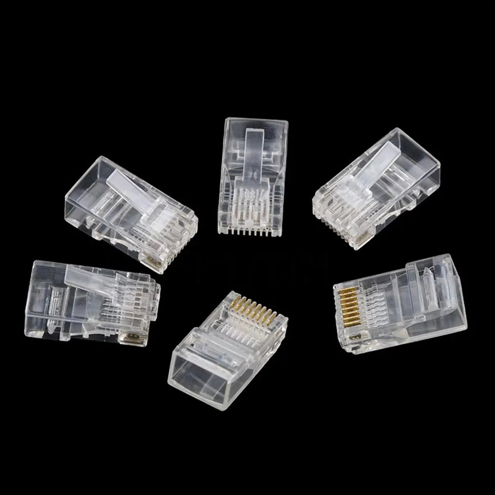 RJ45 Crystal Plugs 50/100 Pack – Cat5 Cat5e Cat6 8P8C Connectors Network Connectors Nixie