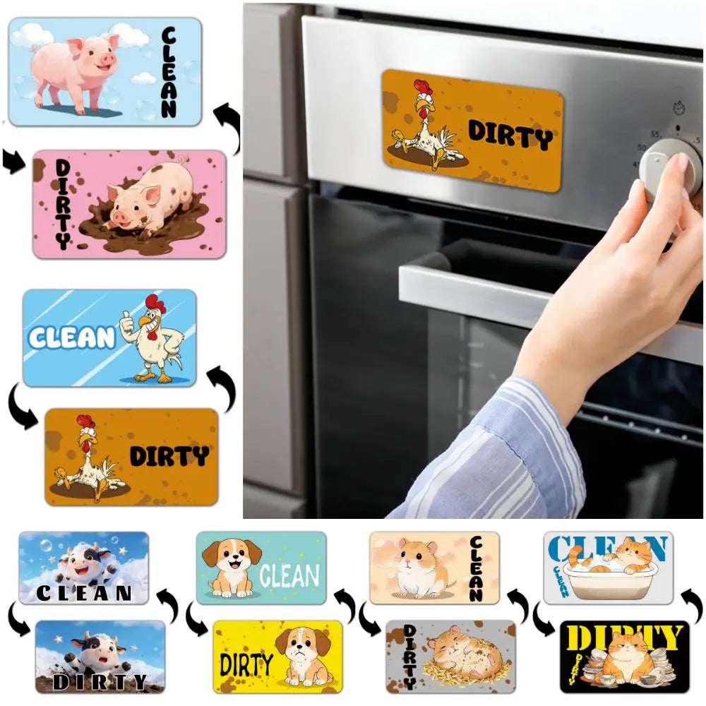 Cartoon Animal Dishwasher Magnet Clean Dirty Indicator Sign Dishwasher Magnet Sign Nixie
