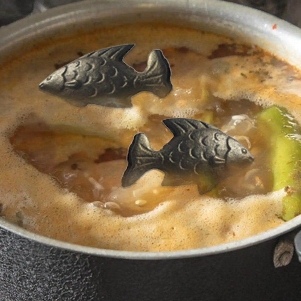 2Pcs Cast Iron Fish Cooking Tool – Natural Iron Booster Iron Cooking Tool Nixie