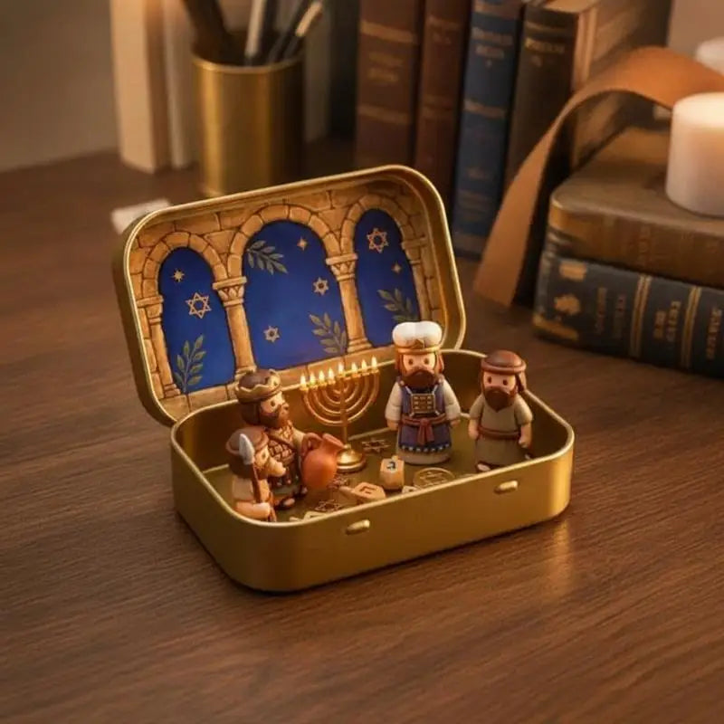 Mini Nativity Scene Set 3D Printed Figurines with Tin Case
