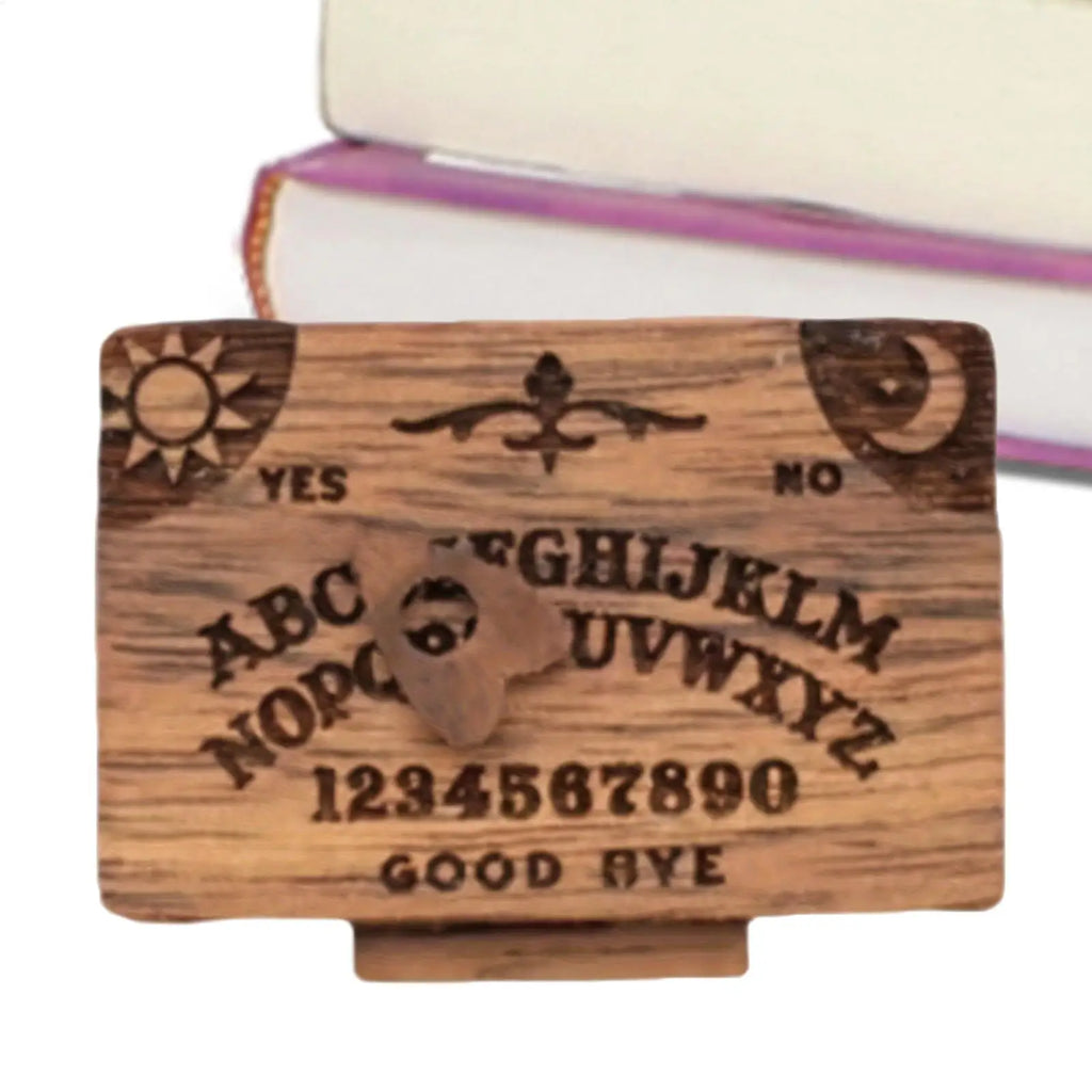 Mini Wooden Ouija Board Miniature with Drawer & Planchette Miniature Decoration Nixie Yellow