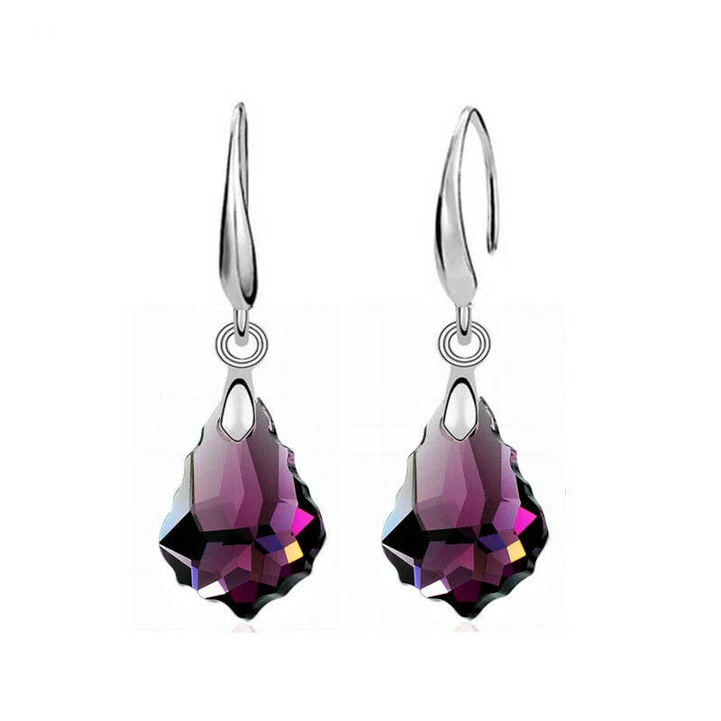 Purple Crystal Drop Necklace & Earrings Set | Nixie Jewelry Crystal Jewelry Set Nixie