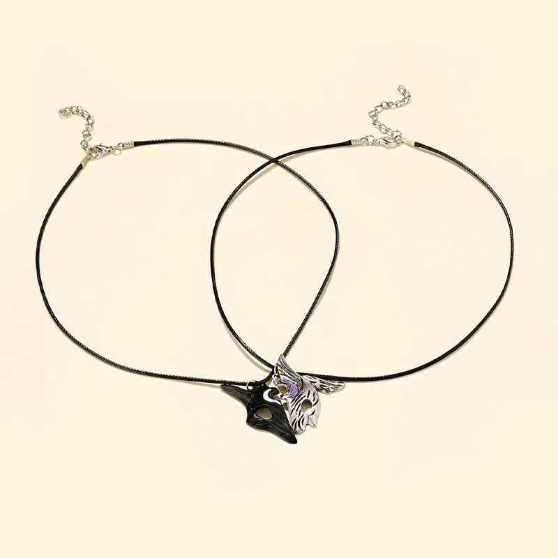 2PCS Silver Sheep & Wolf Couple Pendant Necklace Set Pendant Necklace Set Nixie