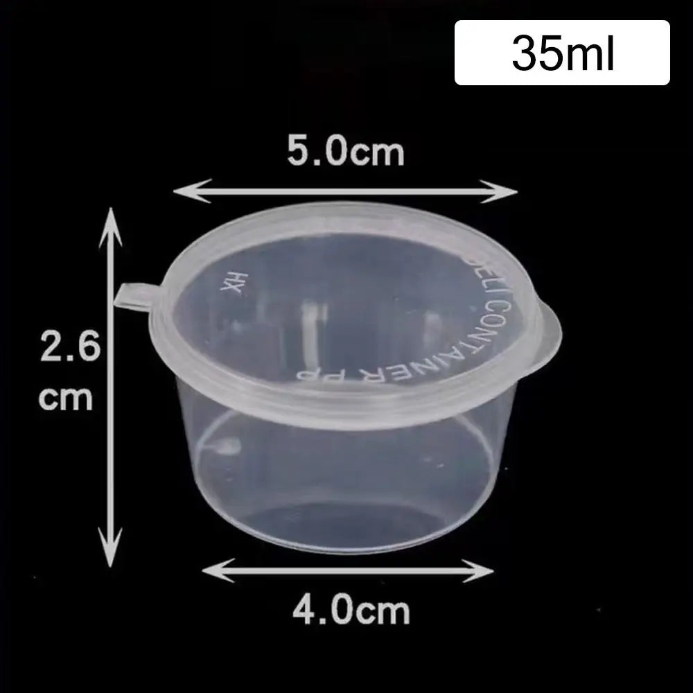 50pcs Leak-Proof Sauce Cups with Hinged Lids | Clear Containers