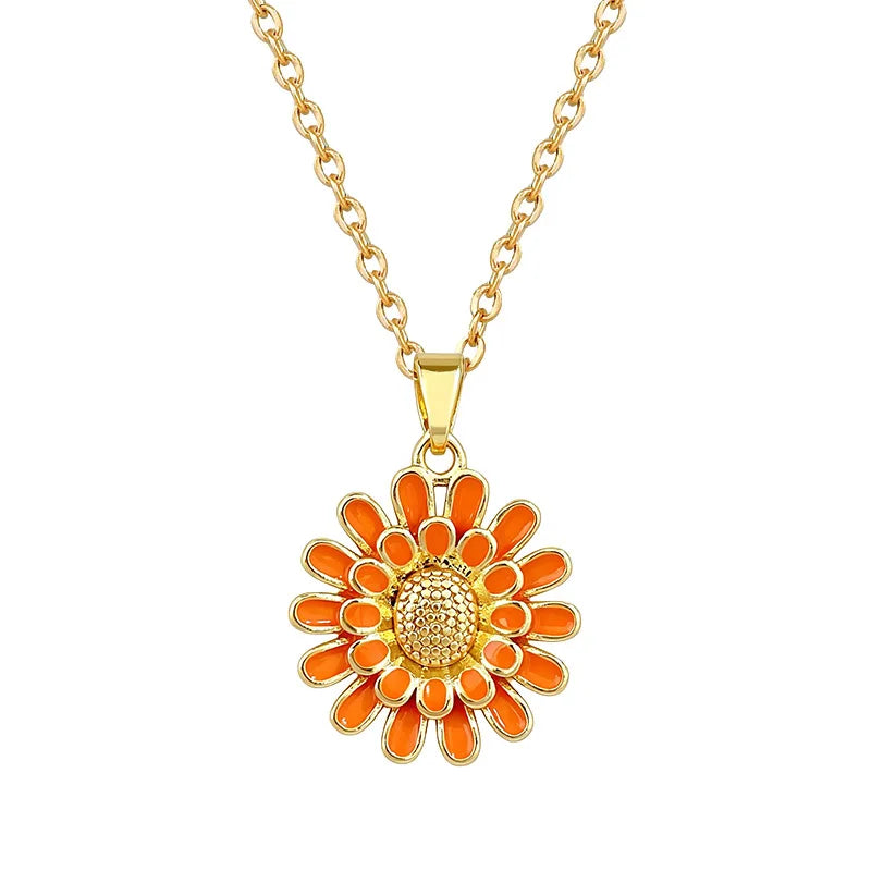 Sunflower Pendant Necklace Gold Stainless Steel Choker Women Pendant Necklace Nixie