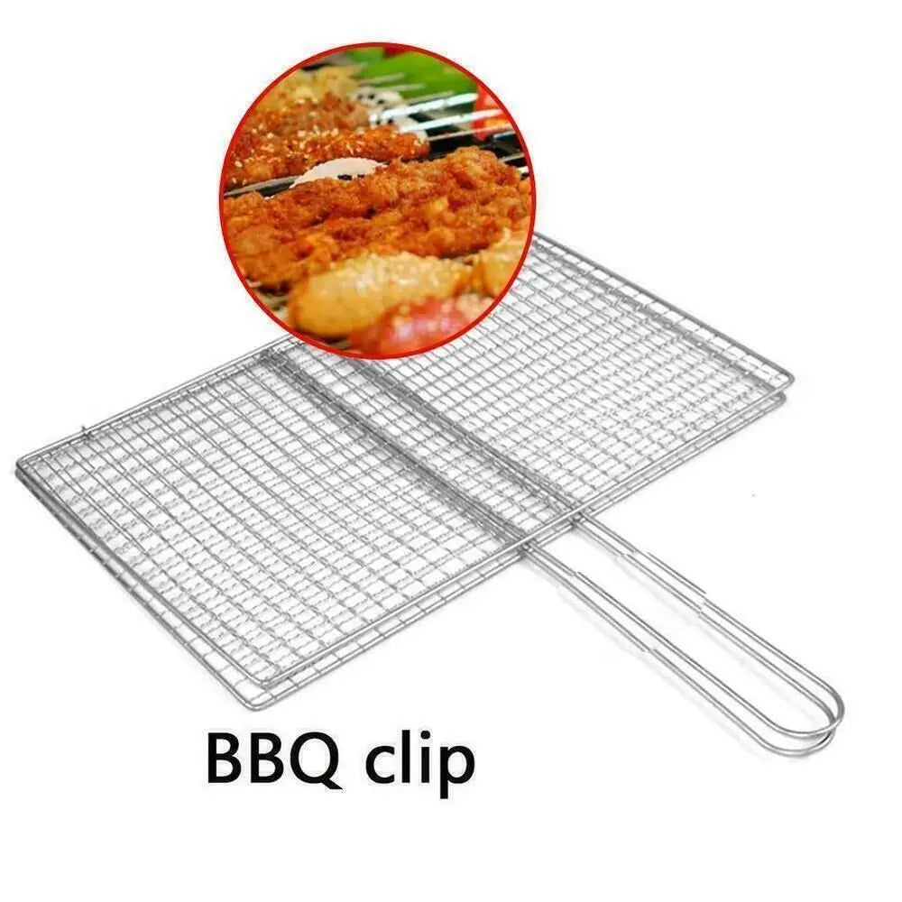 Iron BBQ Grill Basket Mesh Clamp – Fish, Meat & Veggie Grilling BBQ Grill Basket Nixie