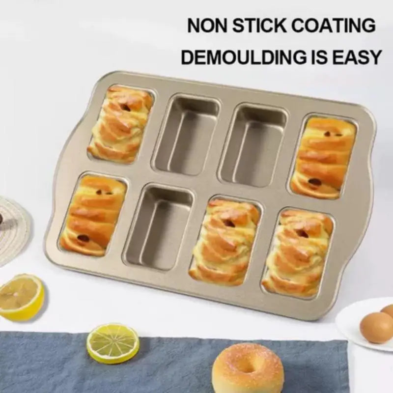 8-Cavity Non-Stick Mini Loaf Pan | Carbon Steel Baking Tray Mini Loaf Baking Pan Nixie
