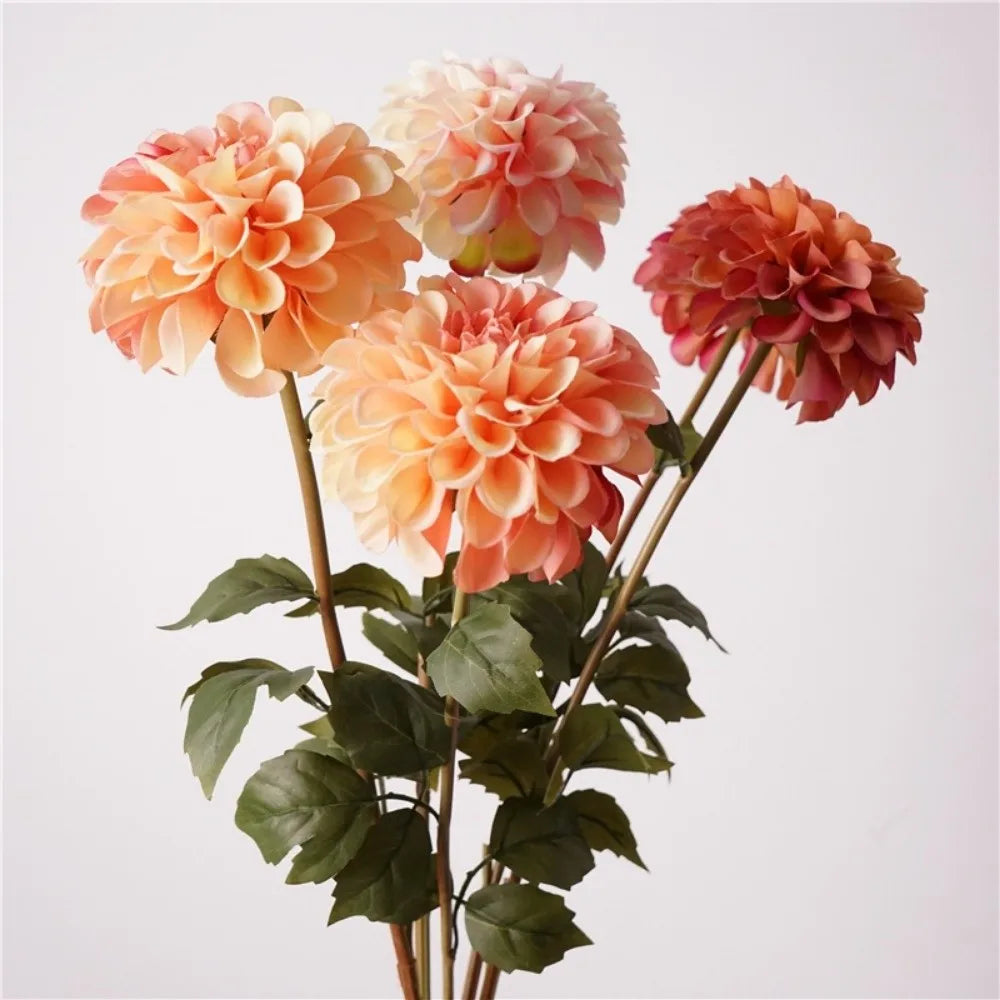 Silk Artificial Dahlia Flowers Pink Faux Floral Bouquet Decor Artificial Silk Flowers Nixie