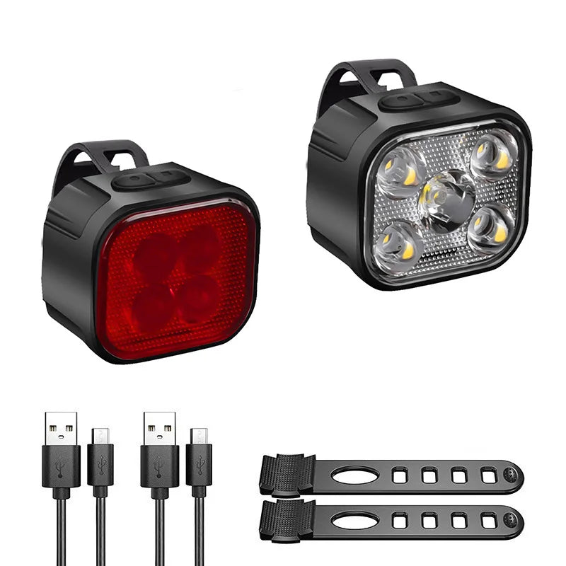 USB Rechargeable Bike Light Set – Front & Rear LED Cycling