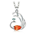 Peacock Pendant Necklace – Pink Turquoise Crystal Rhinestone Pendant Necklace Nixie Red