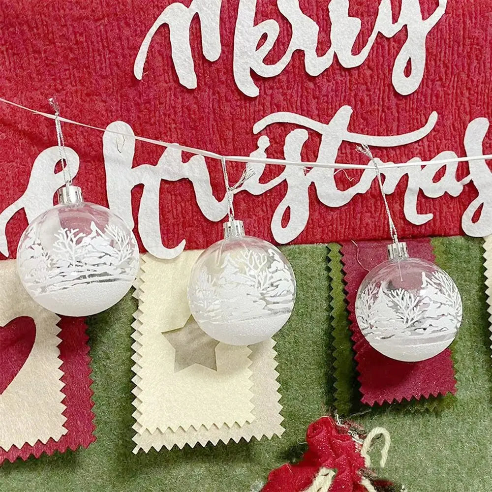 6pcs Clear Christmas Baubles 6cm Transparent Snow Ball Ornaments Christmas Ornaments Nixie