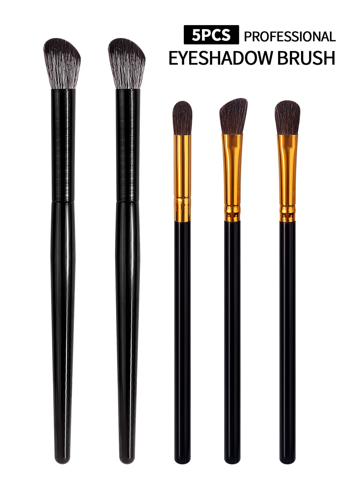 5-Piece Professional Eyeshadow Brush Set – Black Gold Handle Eyeshadow Brush Set Nixie