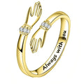 Adjustable Hand Hug Wrap Ring | Silver & Gold Friendship Ring Fashion Ring Nixie Gold