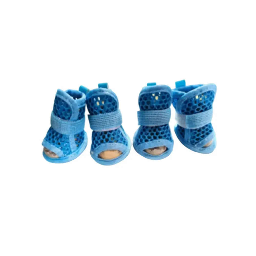 4Pcs Mesh Dog Shoes | Non-Slip Cooling Summer Dog Boots Dog Boots Nixie Blue S
