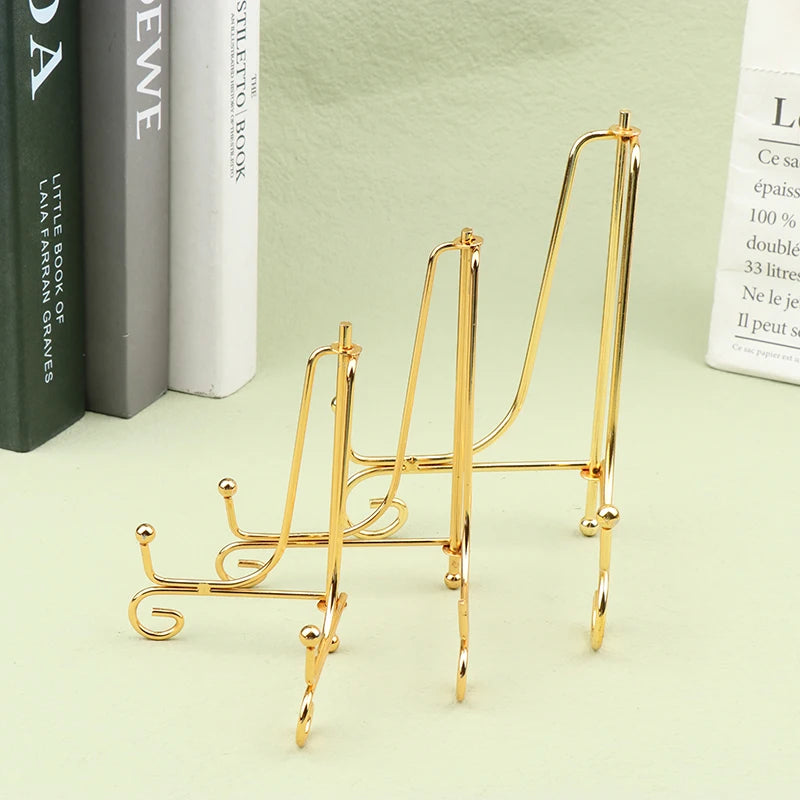 Gold Iron Display Stand Easel for Photos, Plates & Books Display Stand Easel Nixie