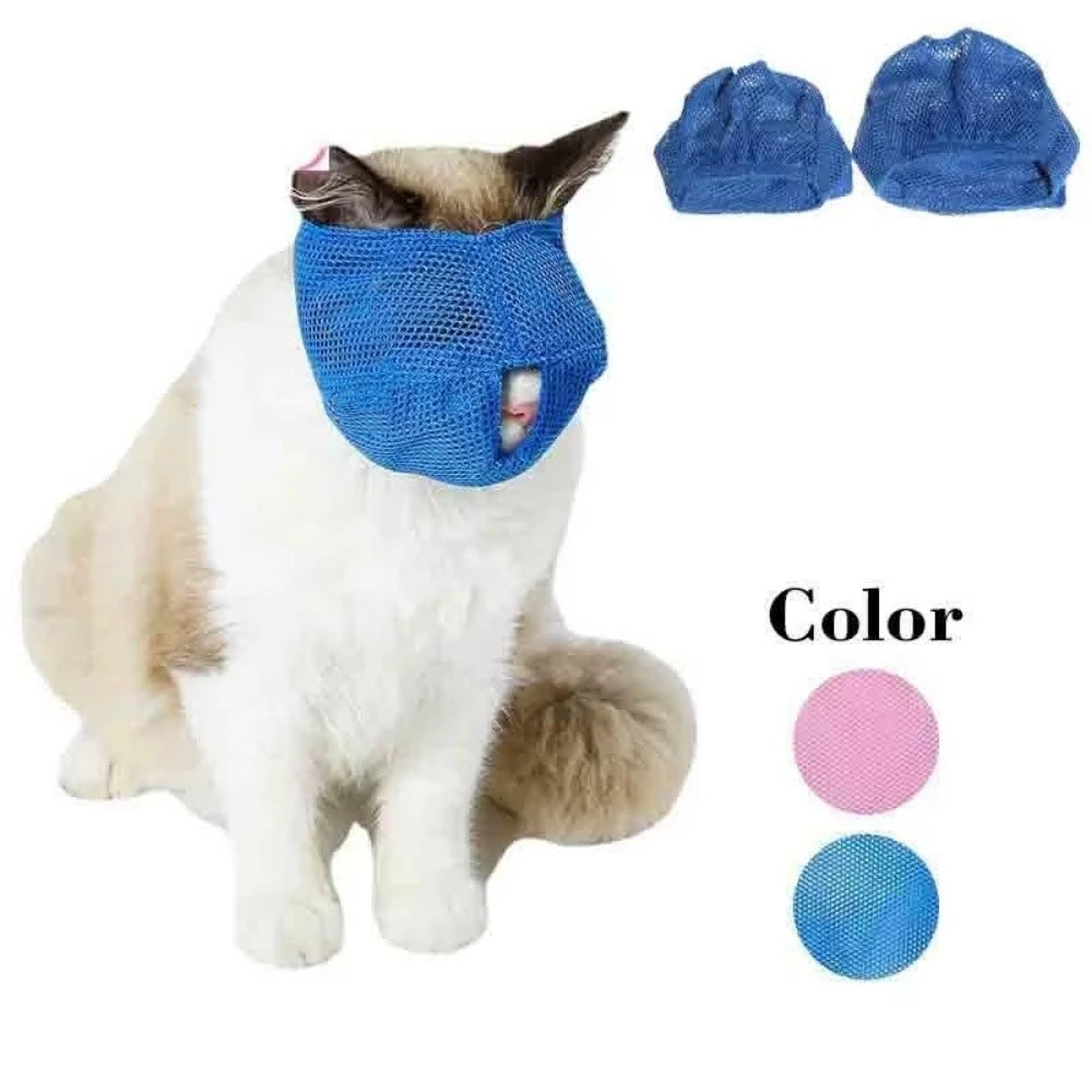 Breathable Mesh Cat Muzzle – Anti-Bite Grooming & Bathing Mask