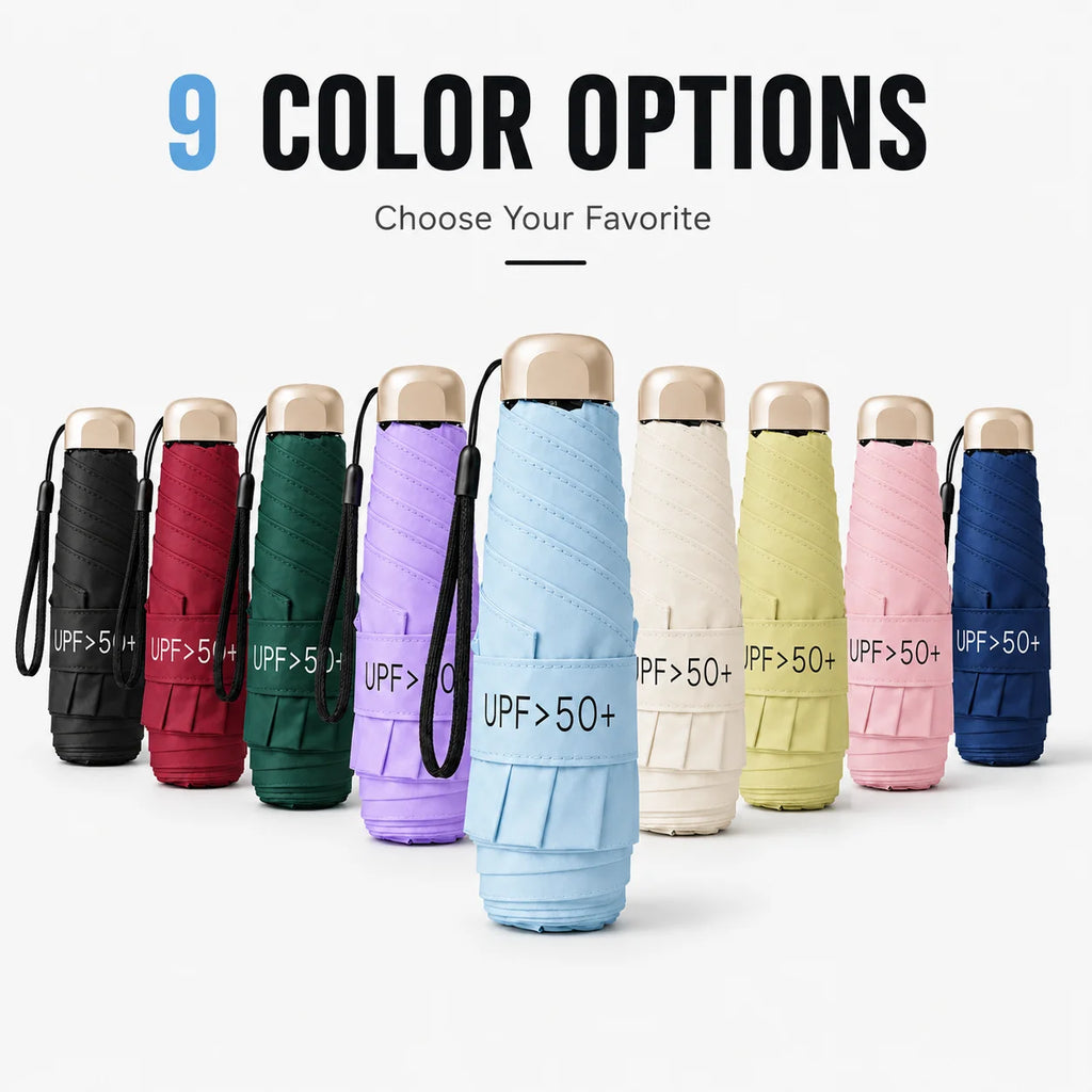 Nixie UPF50 Mini 5-Fold Portable Umbrella – Sun & Rain Parasol Portable Folding Umbrella Nixie