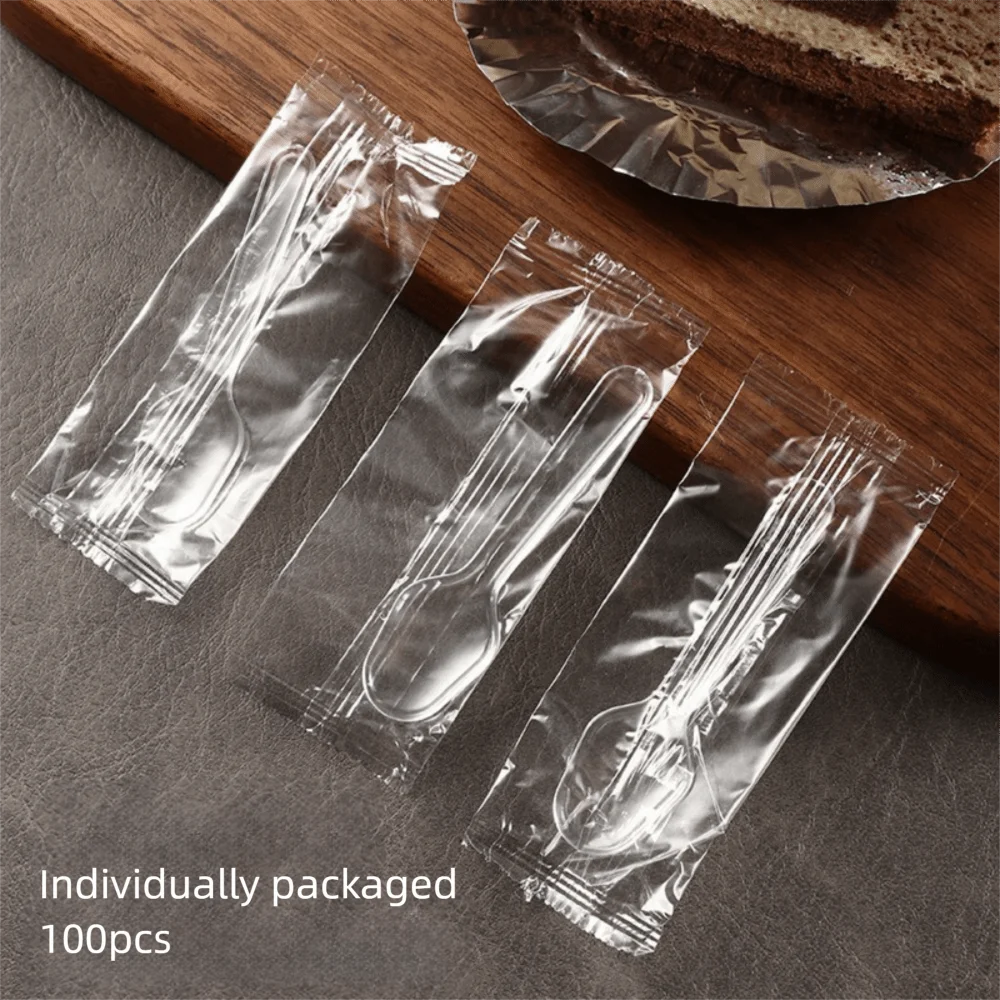 100Pcs Clear Disposable Mini Plastic Tasting Spoons – Party
