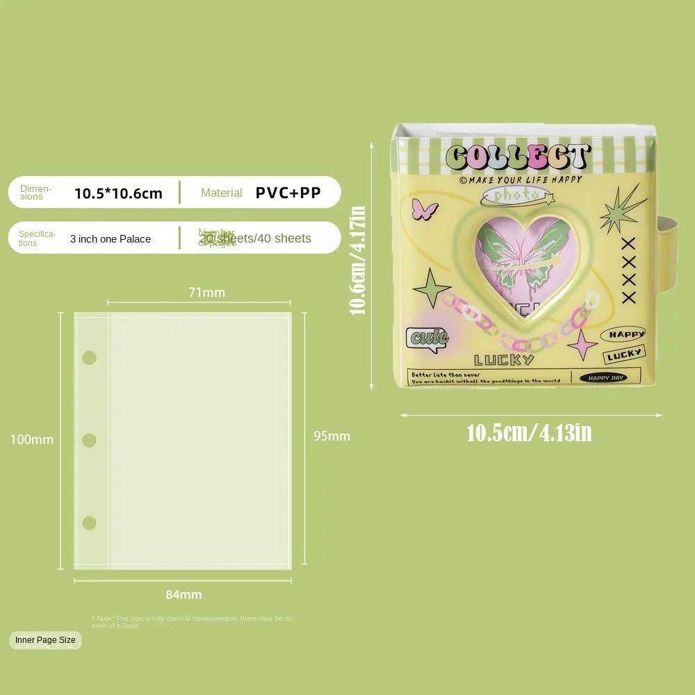 Kawaii Mini PVC Photocard Holder – Heart Hollow Photo Album Photocard Album Nixie