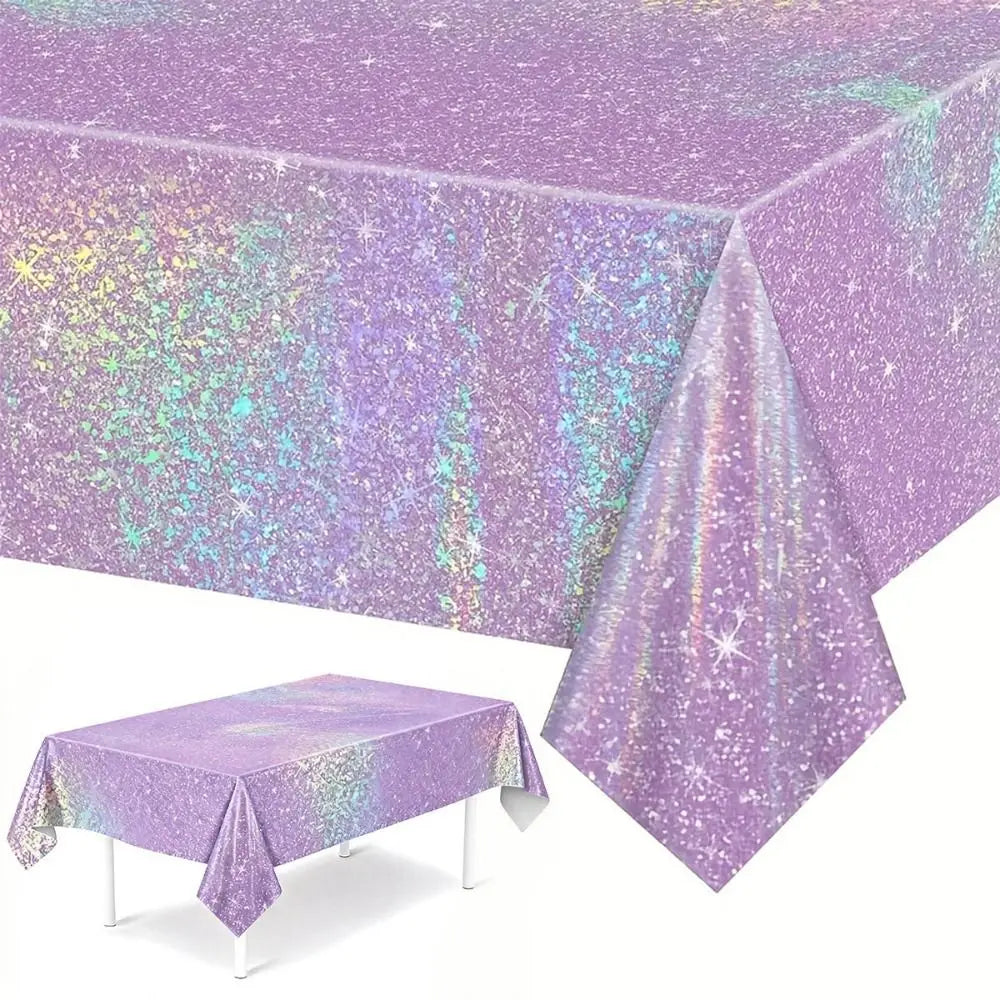 Laser Foil Disposable Tablecloth – Shiny Party Table Cover Disposable Tablecloth Nixie