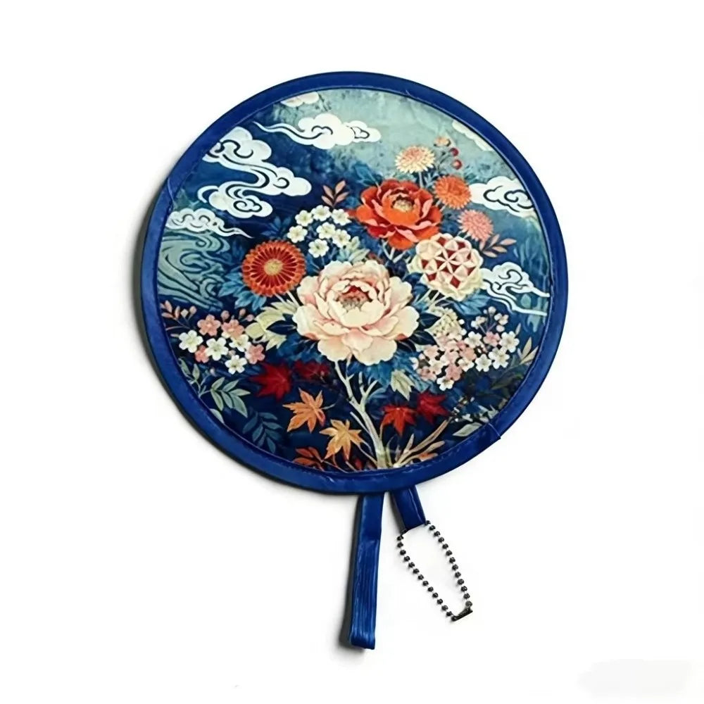 Round Foldable Handheld Fan with Storage Bag – 8 Styles