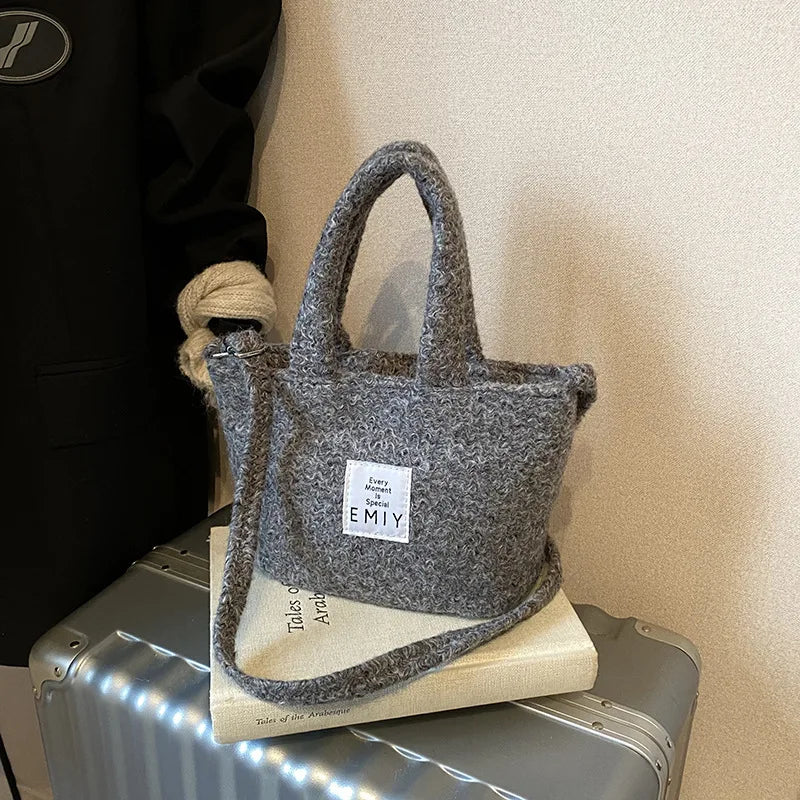 Cute Furry Plush Handbag – Women's Crossbody Shoulder Bag Plush Crossbody Bag Nixie BB-604-Gray Extra Large