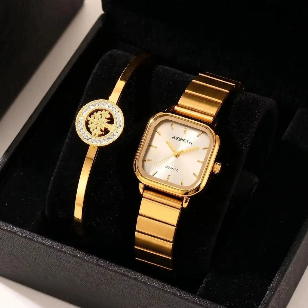 REBIRTH 2-Piece Retro Bracelet & Watch Set | Casual Fashion Bracelet Watch Set Nixie