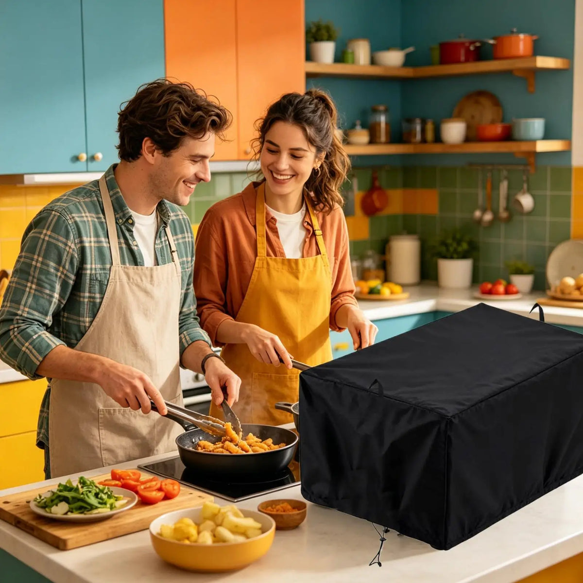 Deep Fryer Cover Waterproof Oxford Cloth with Drawstring