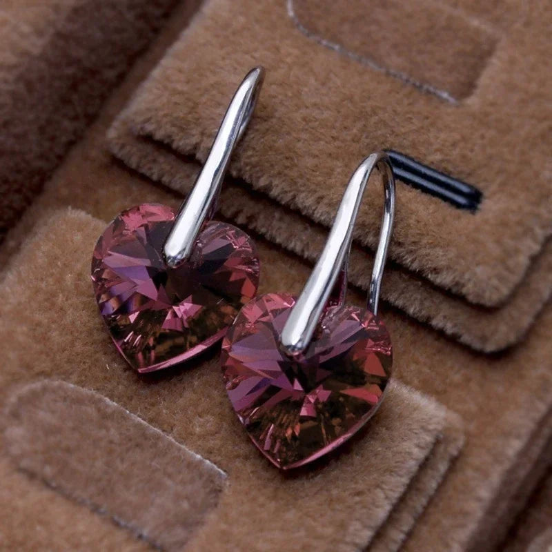 Crystal Heart Drop Earrings – Bridal Wedding Jewelry for Women Drop Earrings Nixie