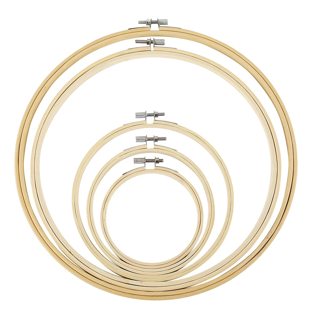 5pcs Wooden Embroidery Hoops Set 13–30cm | Cross Stitch DIY
