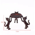 Mini Retro Three-Kitty Bronze Tray – Incense Burner & Candle Holder