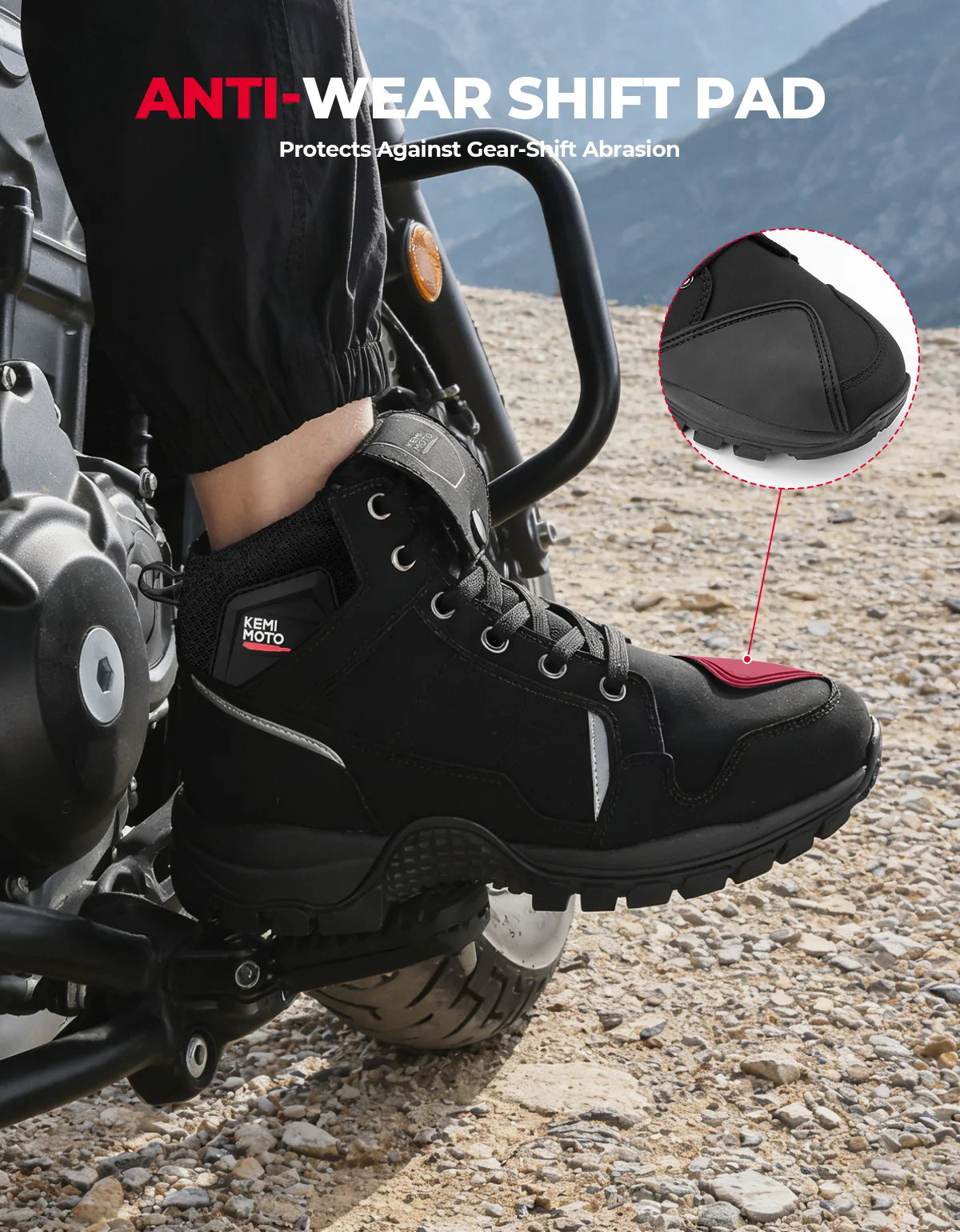 KEMITOUR Men's Motorcycle Ankle Boots | Anti-Slip Riding Shoes Motorcycle Riding Boots Nixie