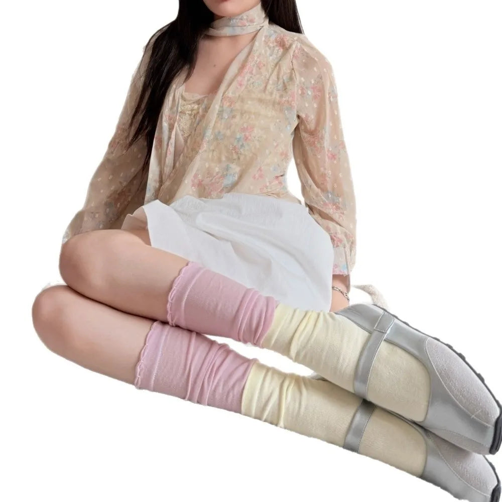Korean Ballet Bow Thigh High Socks – Colorful Over-Knee Style