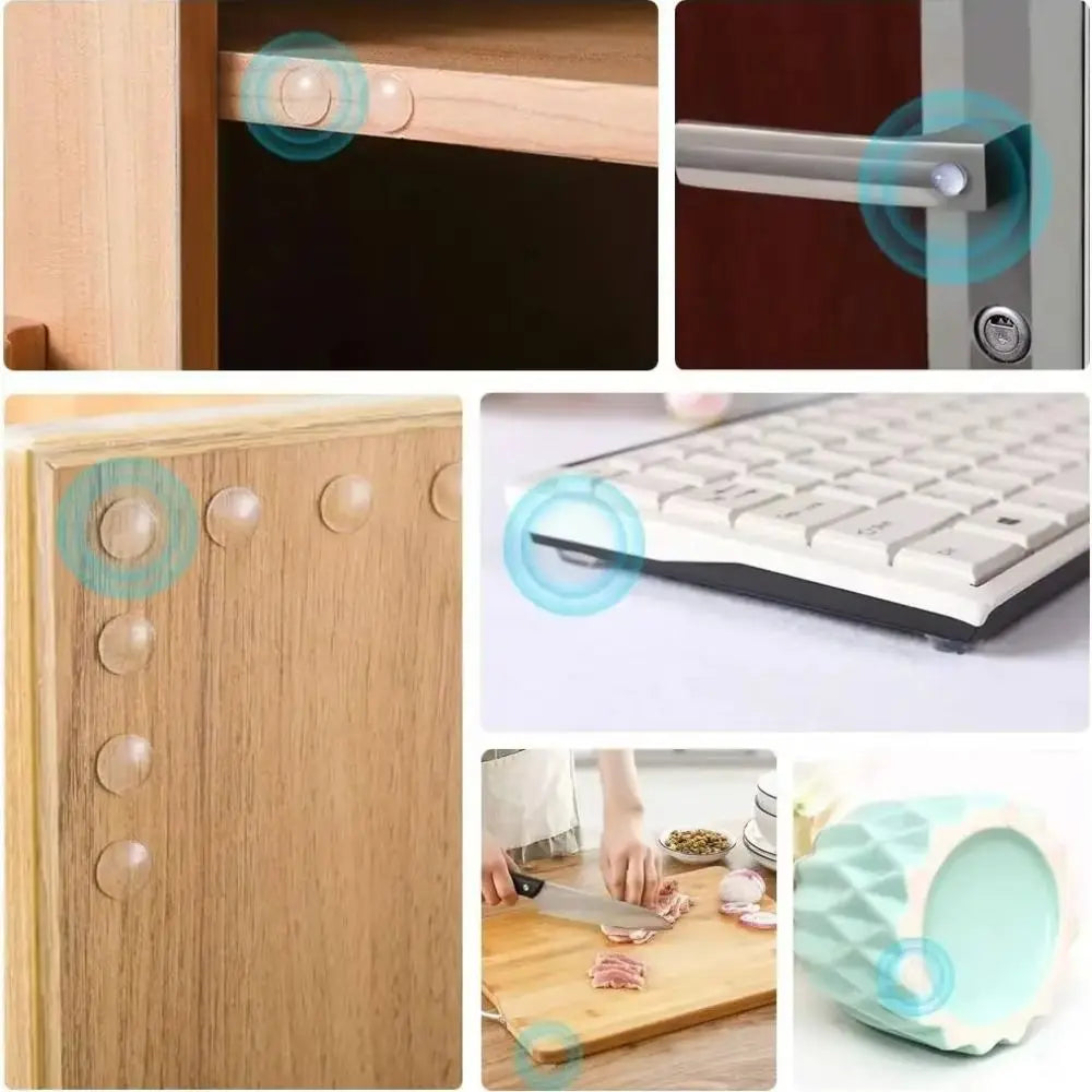 Clear Self-Adhesive Silicone Cabinet Door Bumpers – 100 Pack