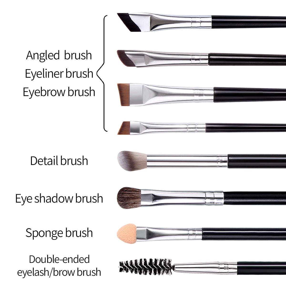 8-Piece Eye Makeup Brush Set – Double-Ended & Angled Eye Makeup Brushes Nixie
