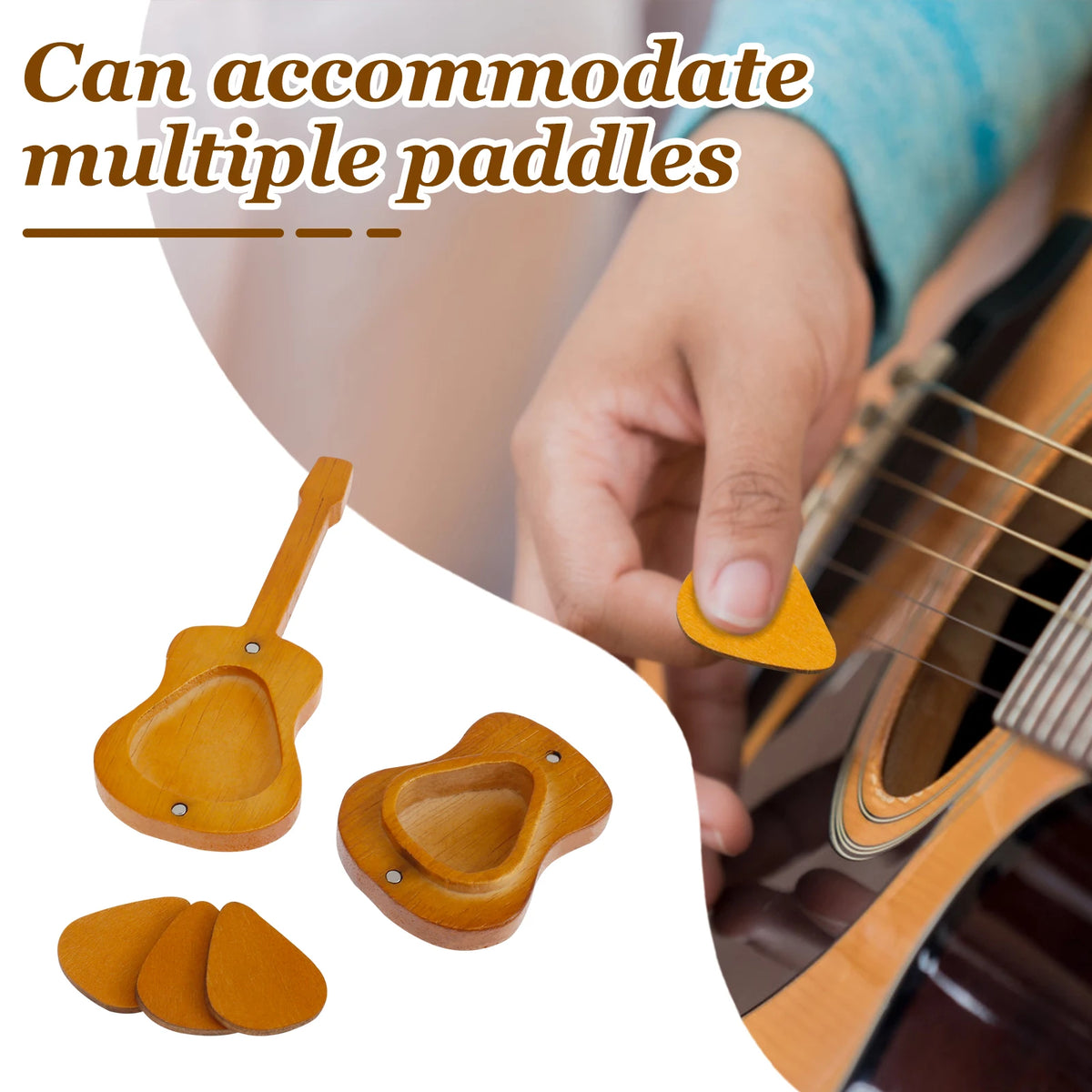 Bamboo Guitar Pick Case Holder with Stand – Set of 2 Guitar Pick Holder Nixie
