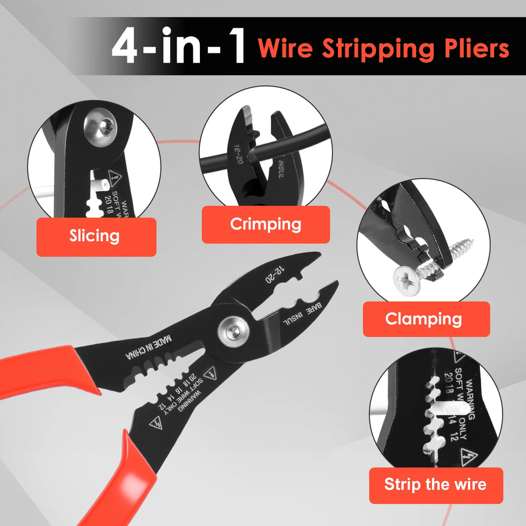 4-in-1 Wire Stripper & Crimping Tool | Anti-Slip Handle Wire Stripper Tool Nixie