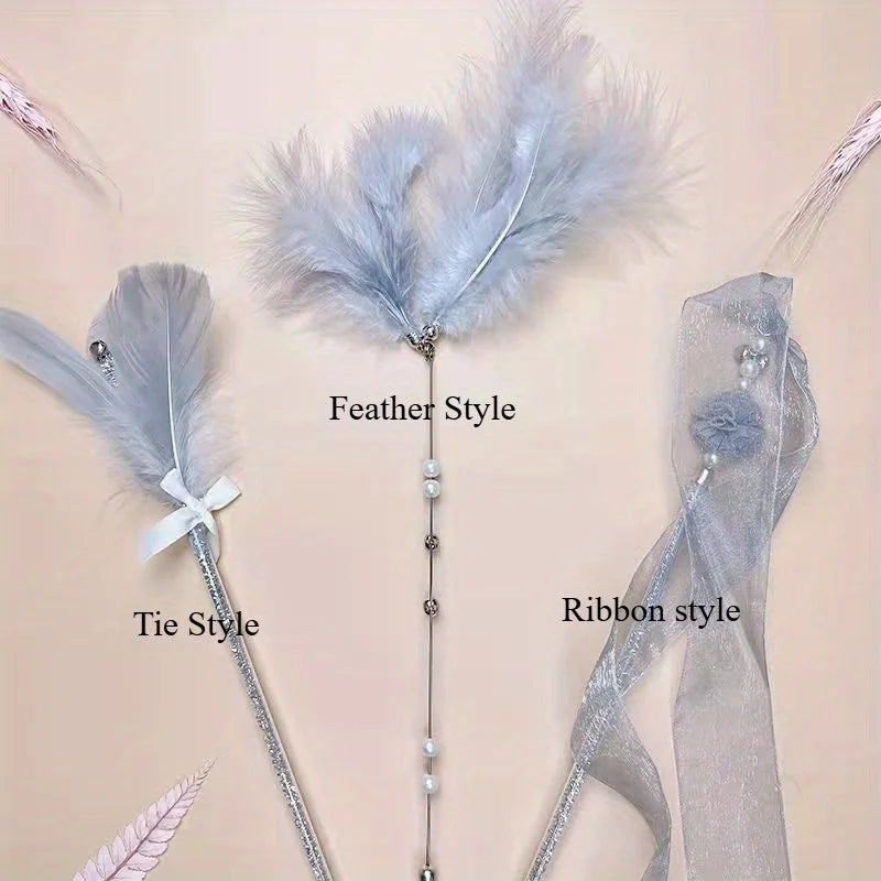 Cat Feather Stick Toy with Bell – Interactive Wand for Cats Cat Wand Toy Nixie
