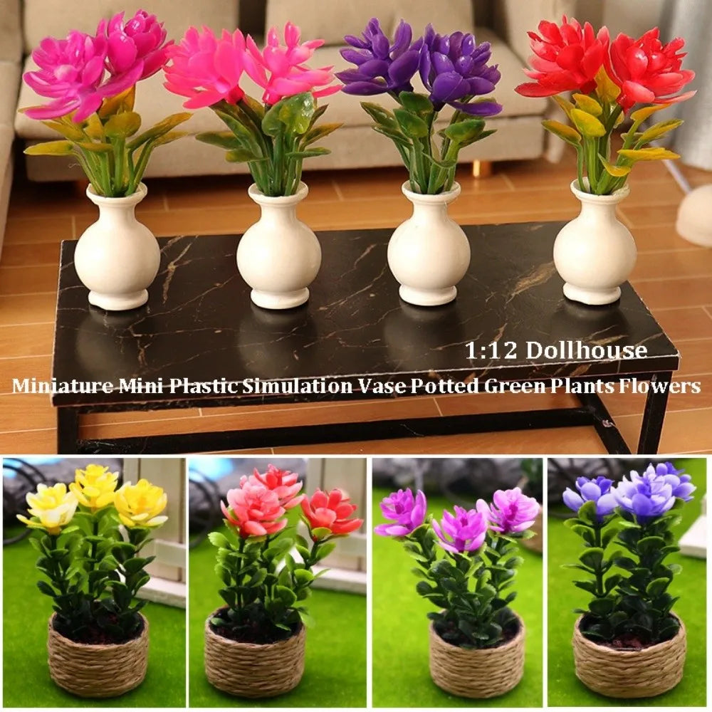 1:12 Dollhouse Miniature Vase & Potted Plant Decor (1-2pcs) Dollhouse Miniature Decor Nixie