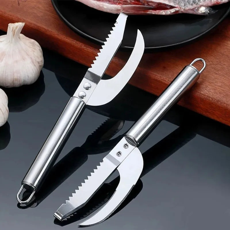 2-in-1 Stainless Steel Fish Scaler & Cutter Kitchen Tool Fish Cleaning Tool Nixie