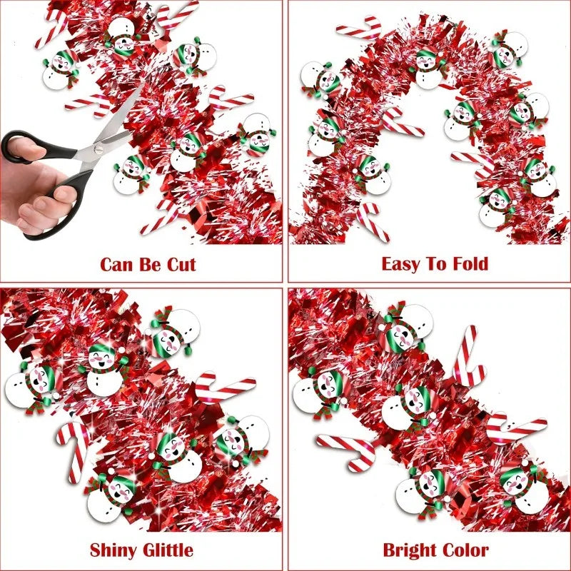 2M Red Green Christmas Wreath Santa Garland Indoor Outdoor Christmas Wreath Garland Nixie
