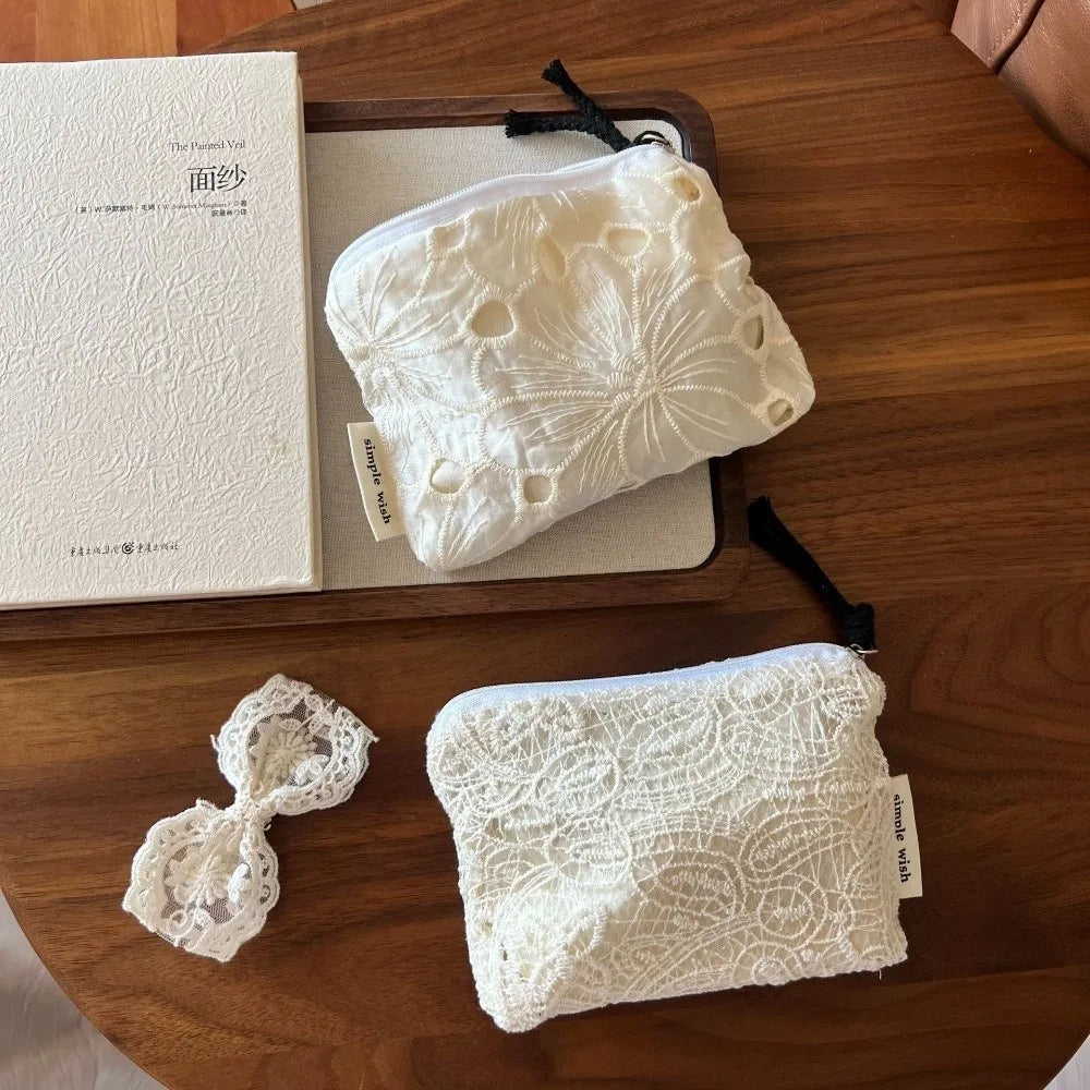 French Art Deco Lace Embroidered Mini Coin Purse & Pouch