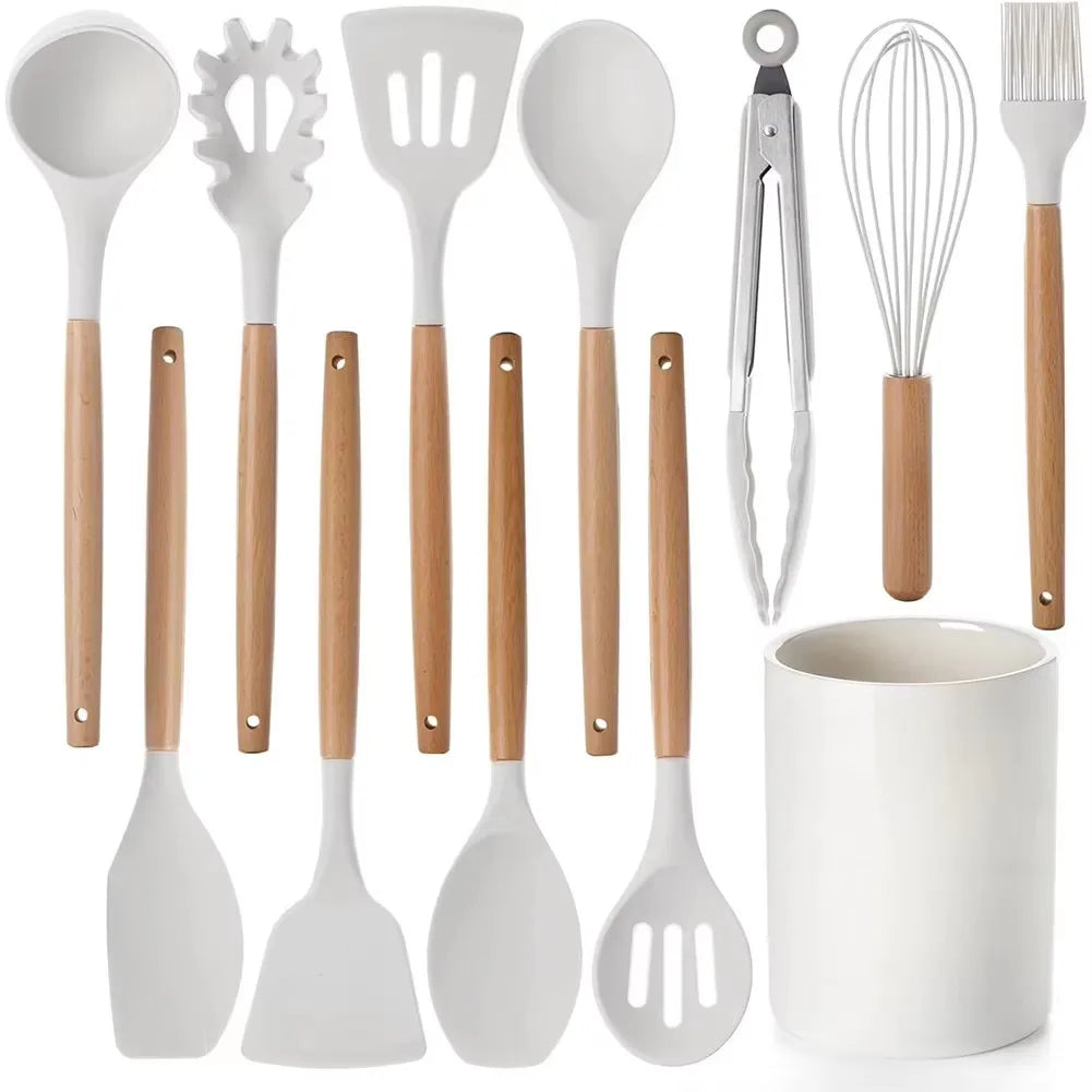 12-Piece Silicone Kitchen Utensil Set with Holder | Nixie Kitchen Utensil Set Nixie