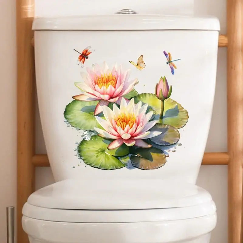 Floral Butterfly Toilet Seat Sticker – Self-Adhesive Bathroom Decal Bathroom Decor Sticker Nixie
