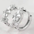 Camellia Zirconia Ear Clips – Silver-Plated Fashion Earrings Clip-On Earrings Nixie White Gold