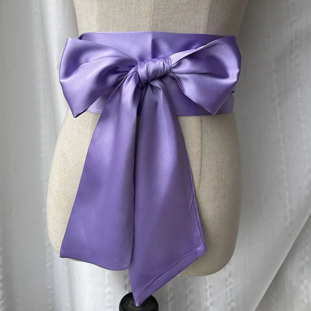Satin Bow Corset Waist Belt – Wide Ribbon Cummerbund for Women Satin Waist Belt Nixie